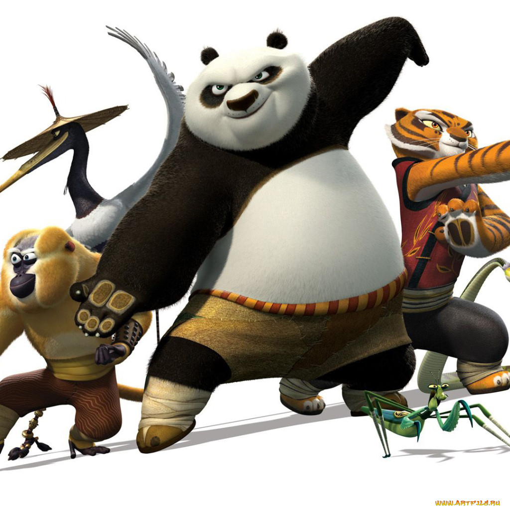 Обои Кунг-фу панда 2 Мультфильмы Kung Fu Panda 2, обои для рабочего стола,  фотографии кунг, фу, панда, мультфильмы, kung, fu, panda, обезьяна, змея,  богомол, тигр, журавль Обои для рабочего стола, скачать обои